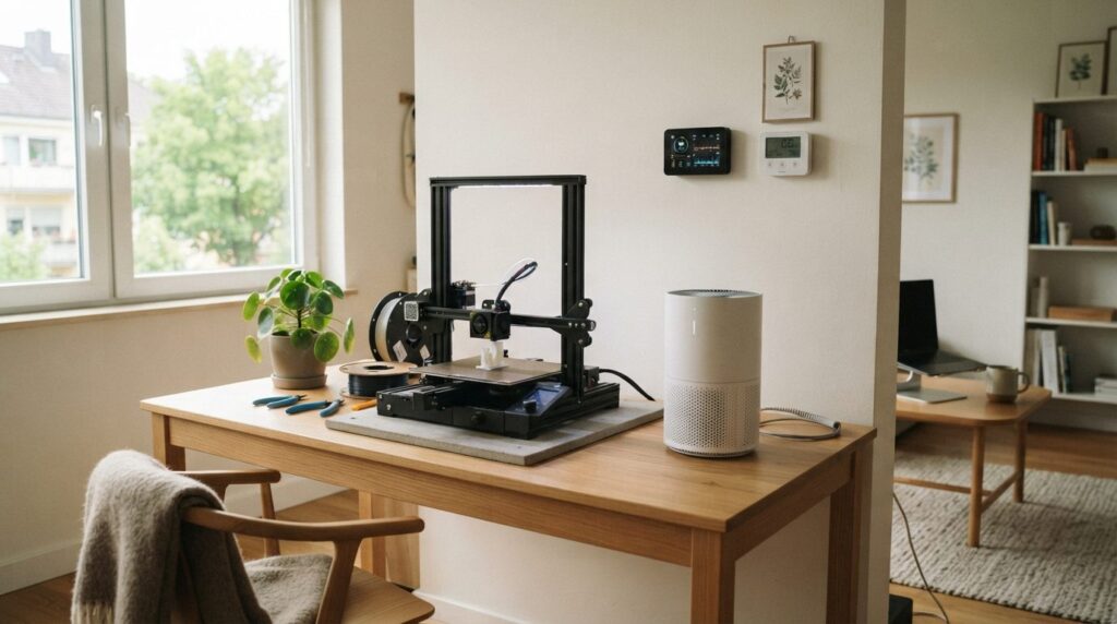 Indoor air quality control setup in modern home: HEPA air pu