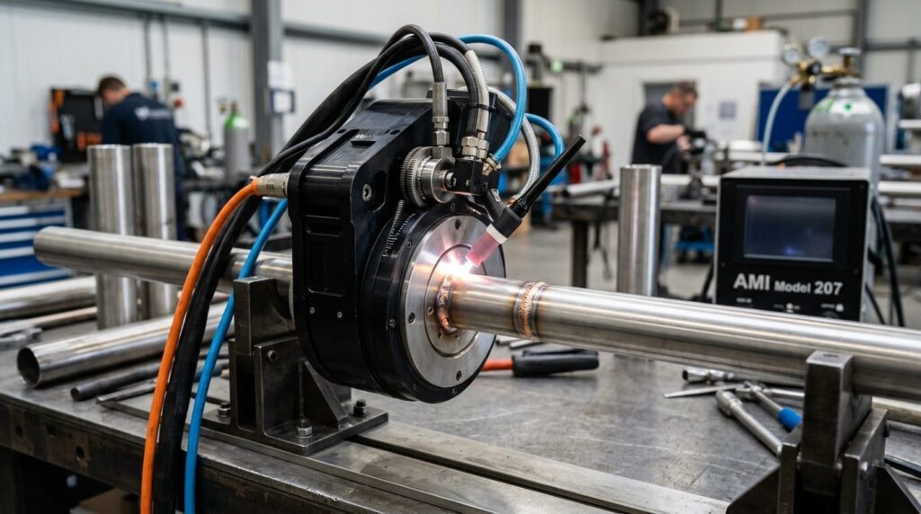 High-quality technical photograph of orbital welding machine