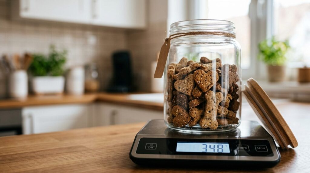 Close-up detail shot of organic hypoallergenic dog treats in